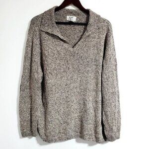 Bonnie & Bill 2X  Brown & Cream Pullover V-neck Long Sleeve Casual Sweater